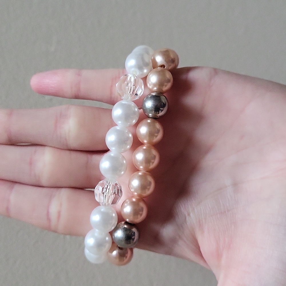 Vintage Set of Two Faux Pearl Stretch Bracelets!